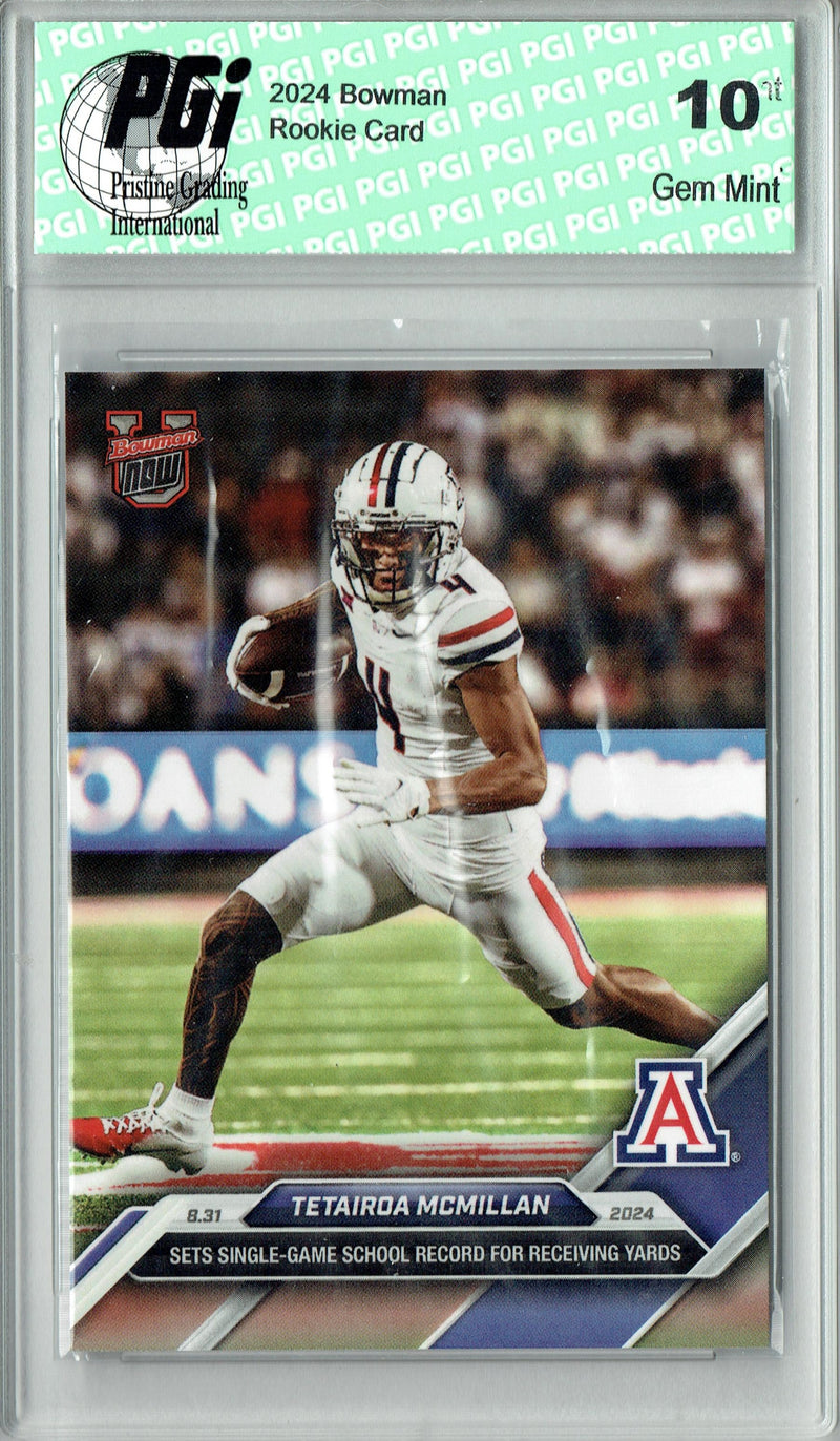 Tetairoa McMillan 2024 Bowman University Now #4 Sets Record Rookie Card PGI 10