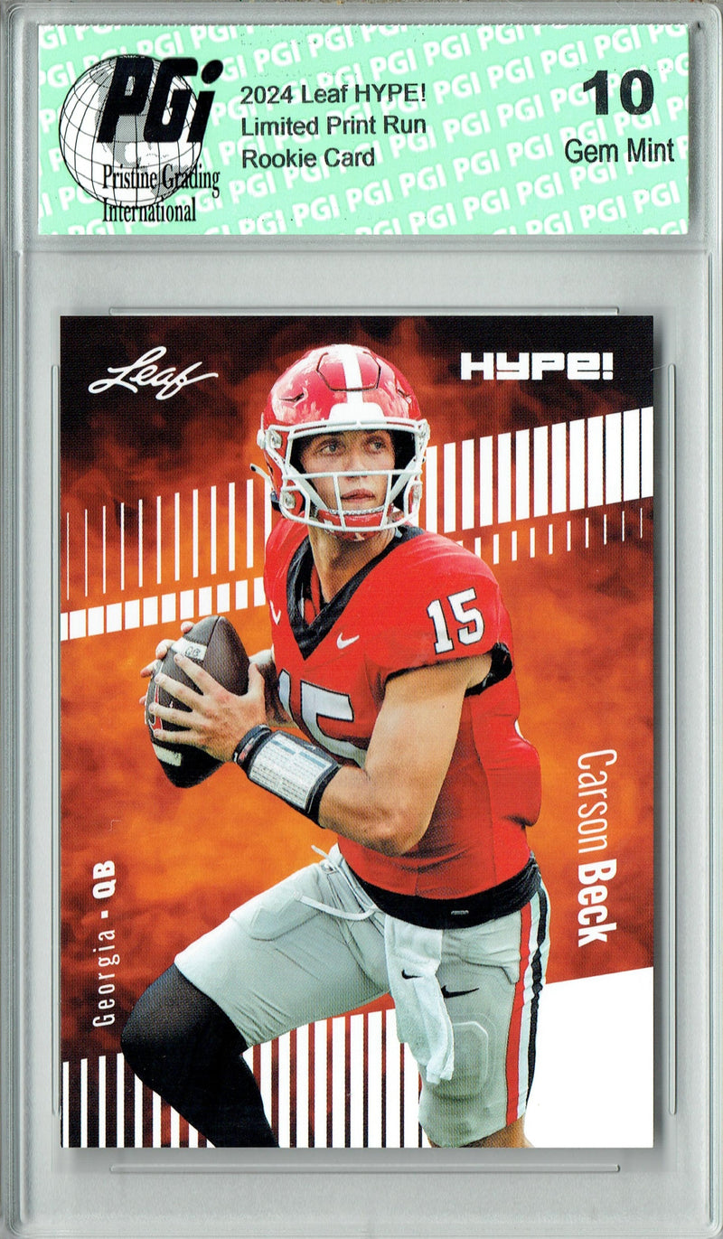 Carson Beck Rookie Card Georgia / Arizona PGI 10 Gem Mint Football Trading Card 2024 Leaf Hype #139A Only 5000 Made
