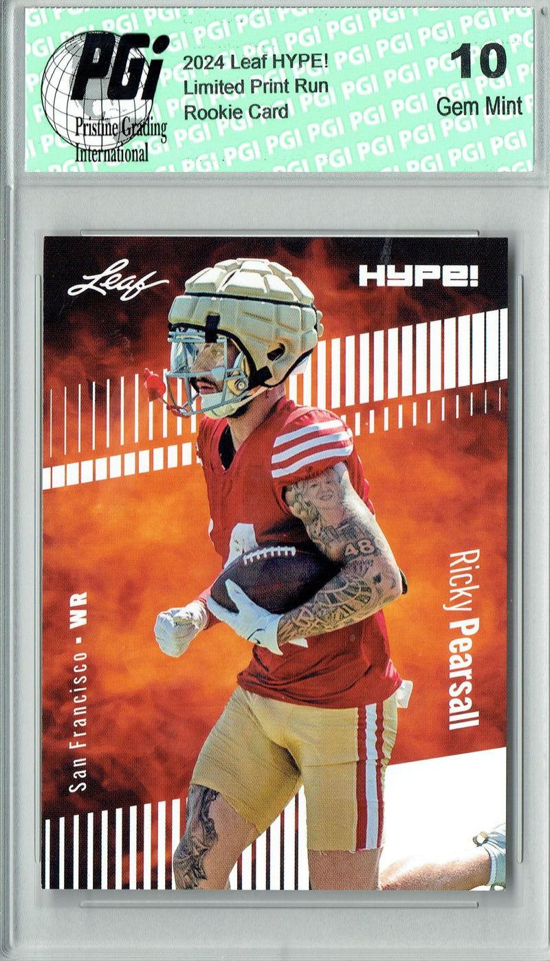Ricky Pearsall Rookie Card San Francisco PGI 10 Gem Mint Football Trading Card 2024 Leaf Hype #153 Only 5000 Made