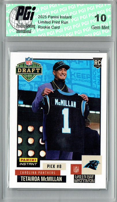 Tetairoa McMillan 2025 Panini Instant #NFLDN-9 NFL Draft Rookie Card PGI 10