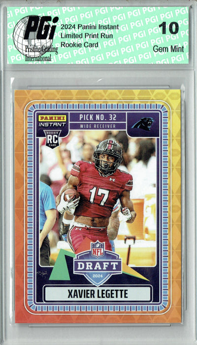 Xavier Legette 2024 Panini Instant #NFLDN-18 Draft Night Rookie Card PGI 10