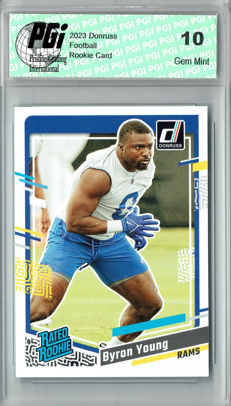 Byron Young 2023 Donruss Football #355 Los Angeles Rams Rookie Card PGI 10