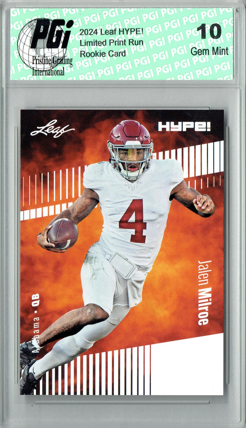 Jalen Milroe Rookie Card Alabama / Seattle PGI 10 Gem Mint Football Trading Card 2024 Leaf Hype #146 Only 5000 Made