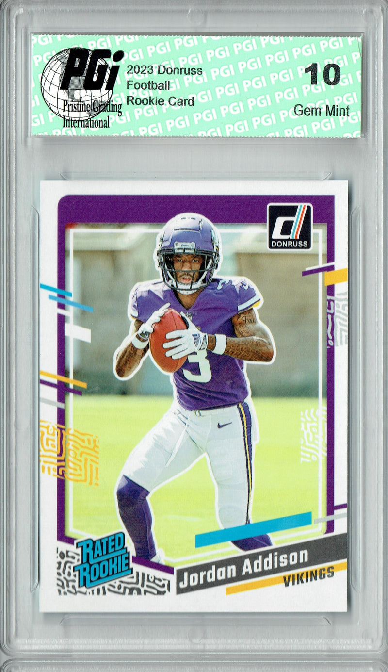 Jordan Addison 2023 Donruss Football ##368 Rated Rookie Card PGI 10