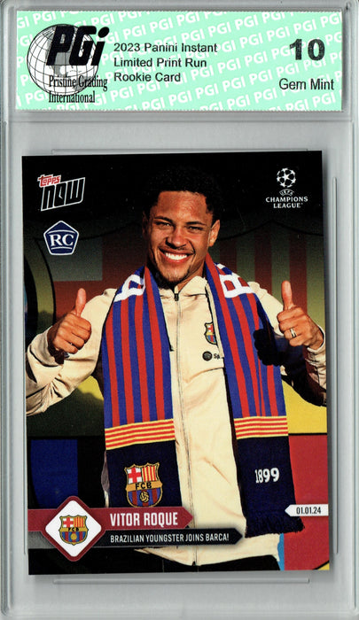 Vitor Roque 2023 Topps Now #87 Young Brazilian Joins Barca Rookie Card PGI 10