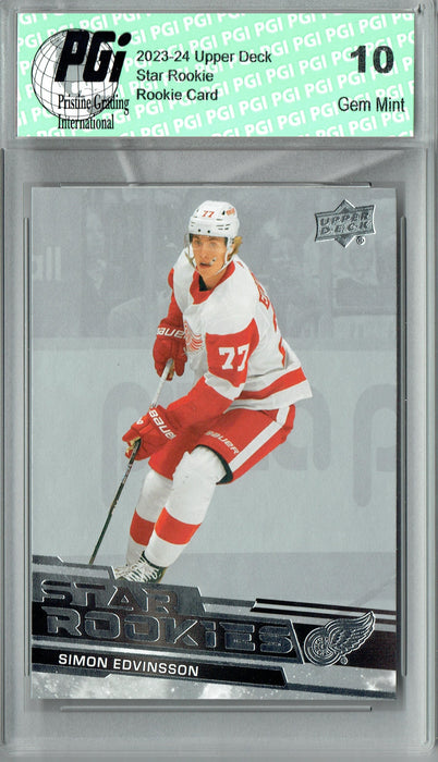 Simon Edvinsson 2023-24 Upper Deck #15 Star Rookies Set Rookie Card PGI 10