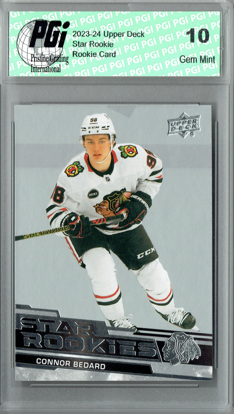 Connor Bedard 2023-24 Upper Deck #1 Star Rookies Set Rookie Card PGI 10