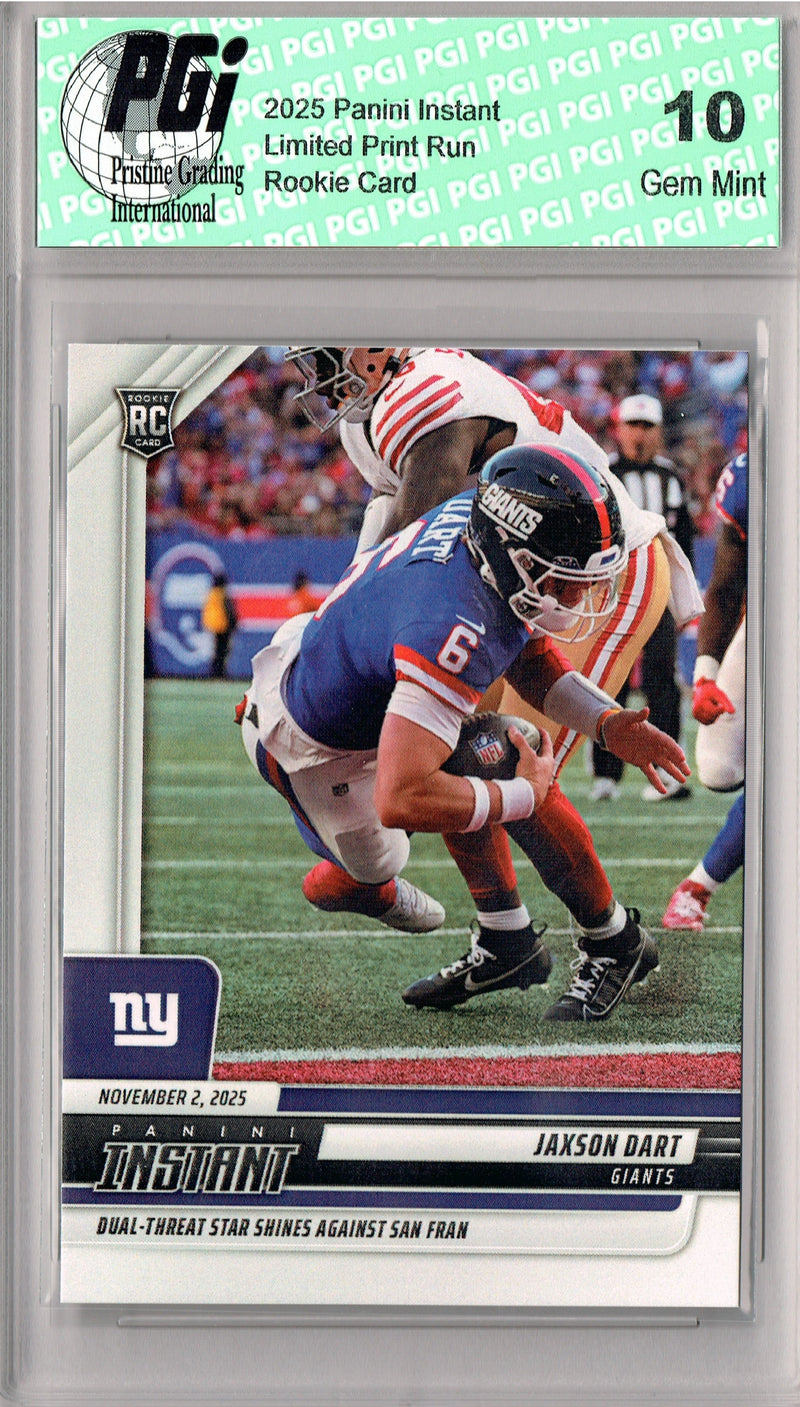 Jaxson Dart 2025 NFL Instant #198 Just 643 Made Rookie Card PGI 10