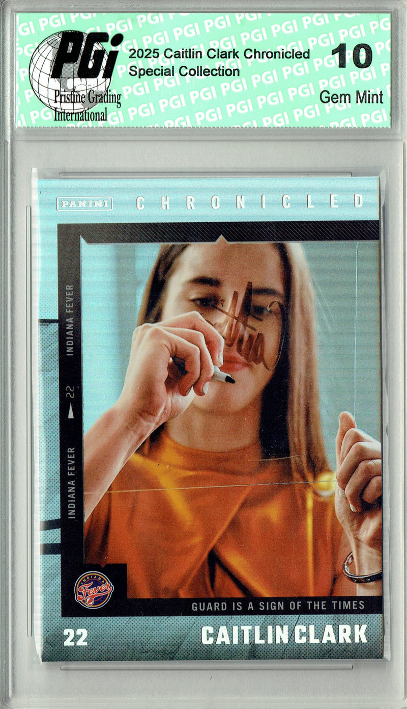 Caitlin Clark 2025 Chronicled #51 Silver Holo Foil Rare Trading Card PGI 10