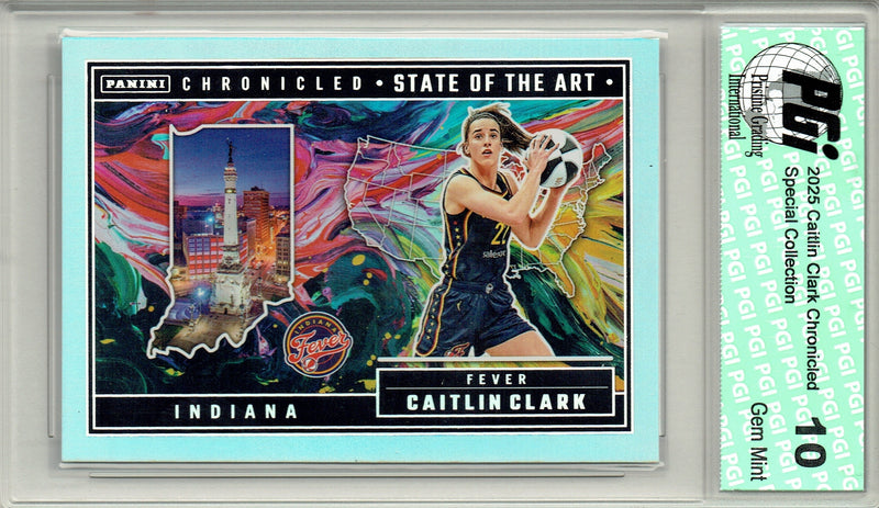 Caitlin Clark 2025 Chronicled #82 Silver Holo Foil Rare Trading Card PGI 10