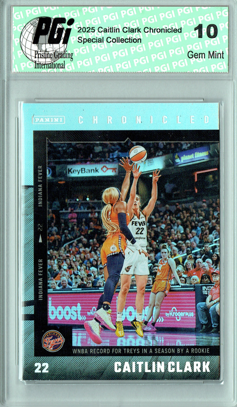 Caitlin Clark 2025 Chronicled #9 Silver Holo Foil Rare Trading Card PGI 10
