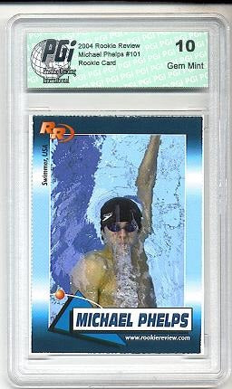 2004 Michael Phelps Rookie Review card PGI 10 Olympics GOAT