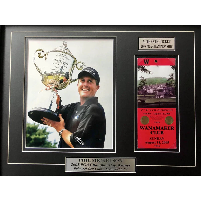 Phil Mickelson Framed Authentic 2005 PGA Championship Ticket Collage COA Golf
