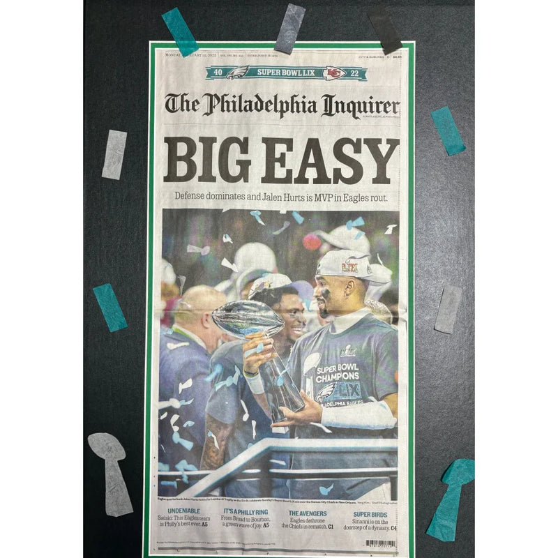 Philadelphia Eagles Super Bowl 59 Champs Confetti Framed Inquirer Newspaper LIX