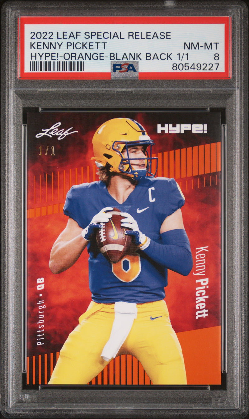 Kenny Pickett PSA 8 2022 Leaf Hype! #79A Orange Blank Back 1/1 Rookie Card Philadelphia Eagles