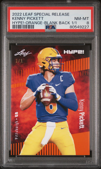 PSA 8 Kenny Pickett 2022 Leaf Hype! #79A Orange Blank Back 1/1 Rookie Card