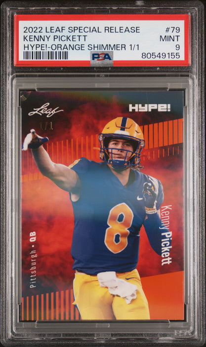 PSA 9 Kenny Pickett 2022 Leaf Hype! #79 Orange Shimmer 1/1 Rookie Card