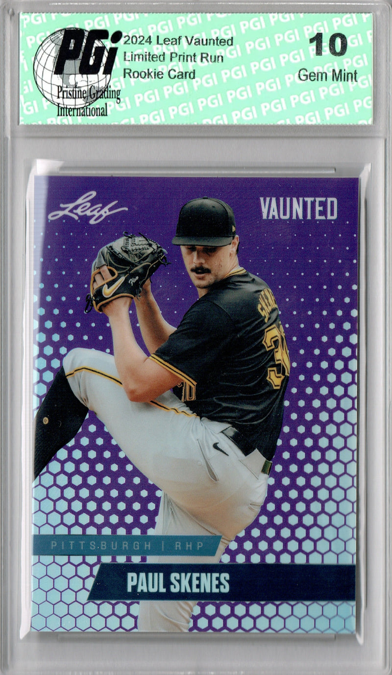 Paul Skenes 2024 Leaf Vaunted Metal #VM-13 Purple 15 Made Rookie Card PGI 10