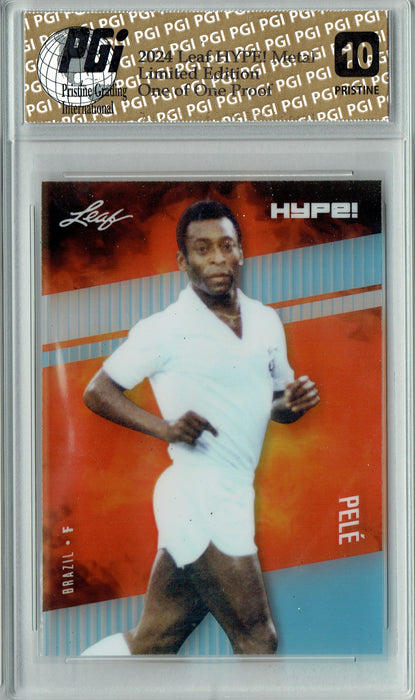 Pele 2024 Leaf Metal HYPE! #HM-14 Platinum 1/1 Proof Rare Card PGI 10