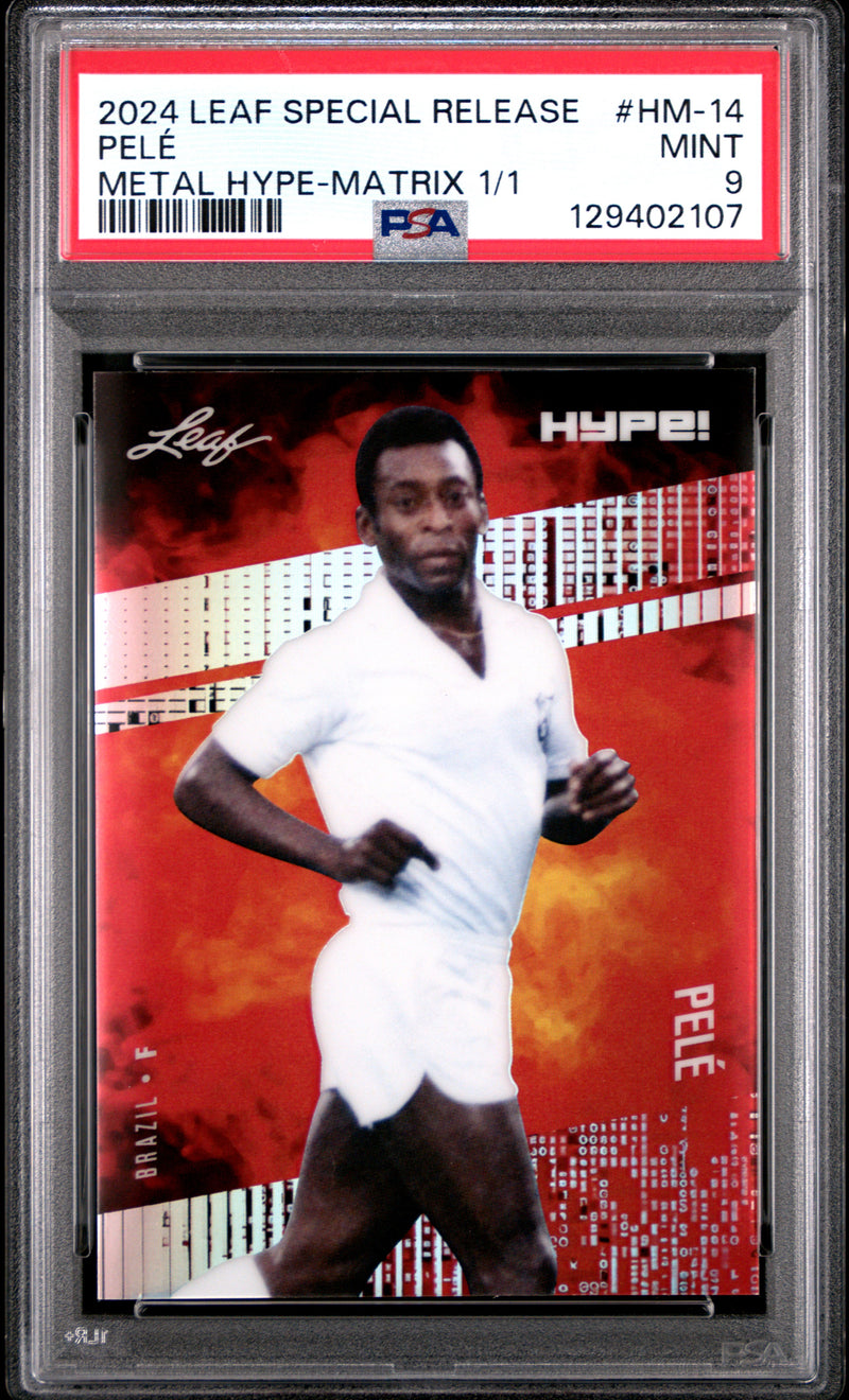 PSA 9 Pele 2024 Leaf HYPE! Metal #HM-14 Matrix 1/1 Rare Trading Card Brazil