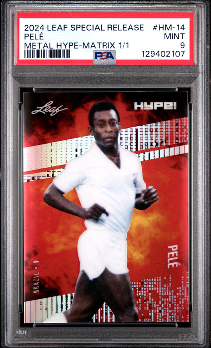 PSA 9 Pele 2024 Leaf HYPE! Metal #HM-14 Matrix 1/1 Rare Trading Card