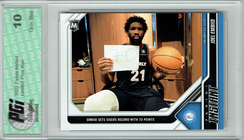 Joel Embiid 2023 Panini Instant #266 Scores 70 Points! Rare Trading Card PGI 10