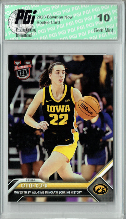 Caitlin Clark 2023-24 Bowman University Now 3-Card Bundle #41 #48 #49 Rookie Cards Iowa Hawkeyes PGI 10