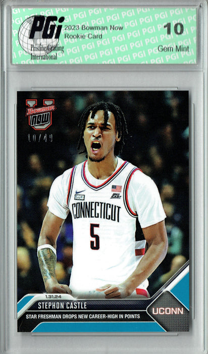 Stephon Castle 2024 Bowman University Now #42 Blue SP 99 Made Rookie Card PGI 10
