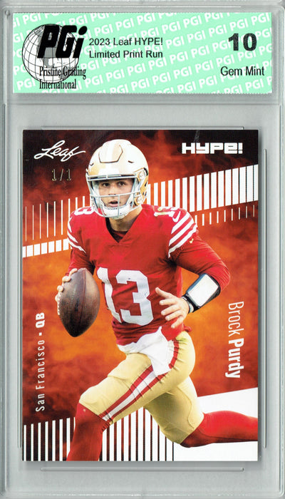 Brock Purdy 2023 Leaf HYPE! #105 White Blank Back #1/1 Rare Trading Card PGI 10