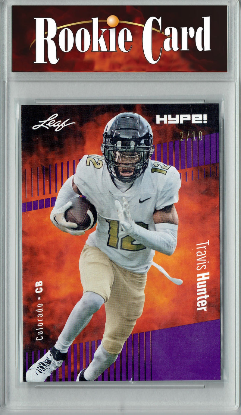 Travis Hunter Rookie Card Colorado Football Trading Card 2024 Leaf HYPE! #157 Purple SP 10 Made  Certified Mint+