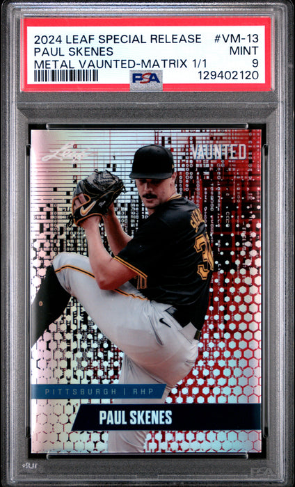 PSA 9 Paul Skenes 2024 Leaf Vaunted Metal #VM-13 Matrix 1/1 Rookie Card