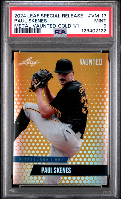 PSA 9 Paul Skenes 2024 Leaf Vaunted Metal #VM-13 Gold 1/1 Rookie Card