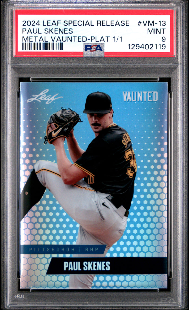 PSA 9 Paul Skenes 2024 Leaf Vaunted Metal #VM-13 Platinum 1/1 Rookie Card Pittsburgh Pirates