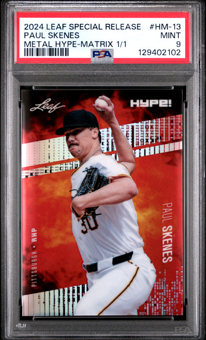PSA 9 Paul Skenes 2024 Leaf HYPE! Metal #HM-13 Matrix 1/1 Rookie Card