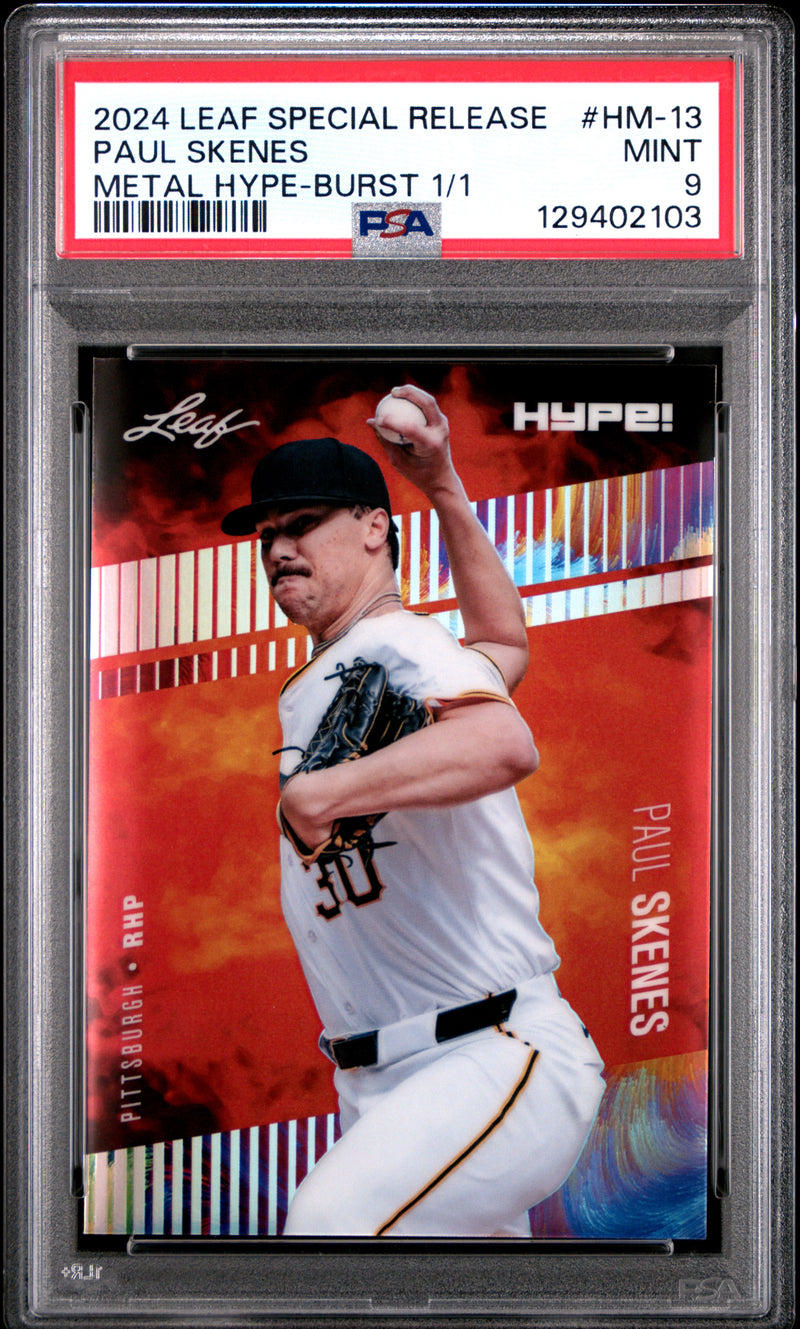 PSA 9 Paul Skenes 2024 Leaf HYPE! Metal #HM-13 Burst 1/1 Rookie Card Pittsburgh Pirates