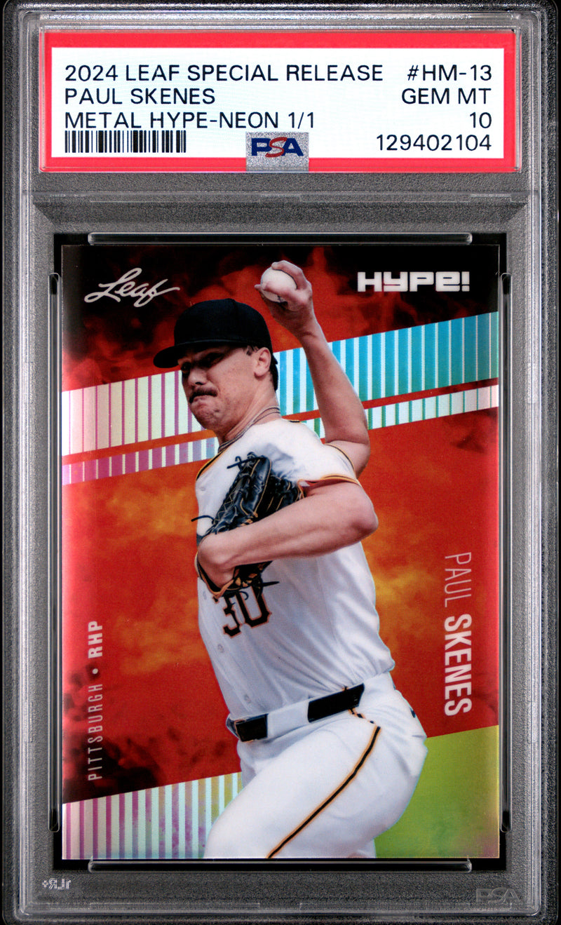 PSA 10 Paul Skenes 2024 Leaf HYPE! Metal #HM-13 Neon 1/1 Rookie Card Pittsburgh Pirates