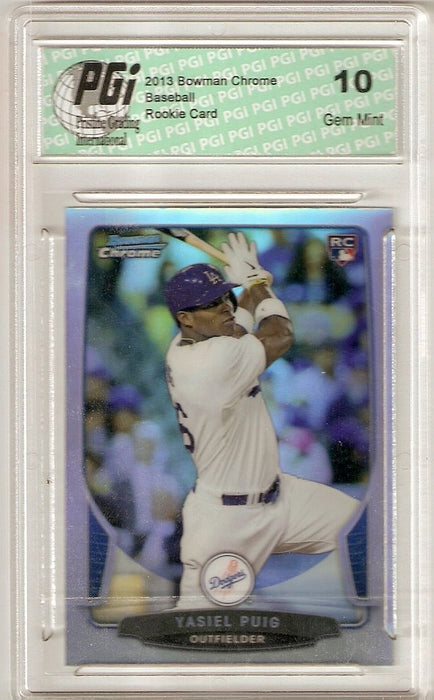 Yasiel Puig 2013 Bowman Chrome #1 Refractor Rookie Card PGI 10