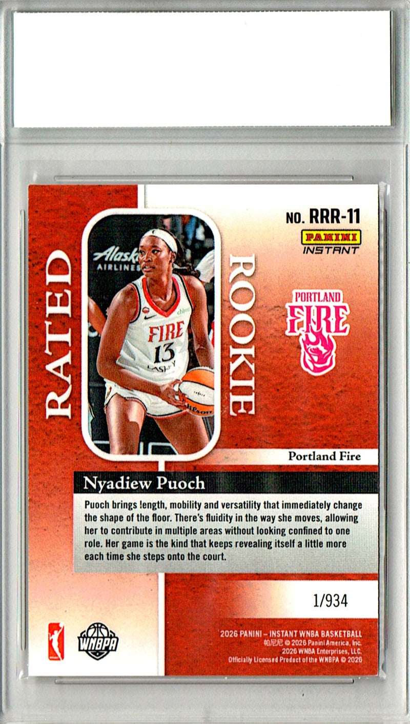 Nyadiew Puoch Rookie Card 2026 Panini Instant #RRR-11 Rated Rookie, PGI 10, Portland Fire Basketball
