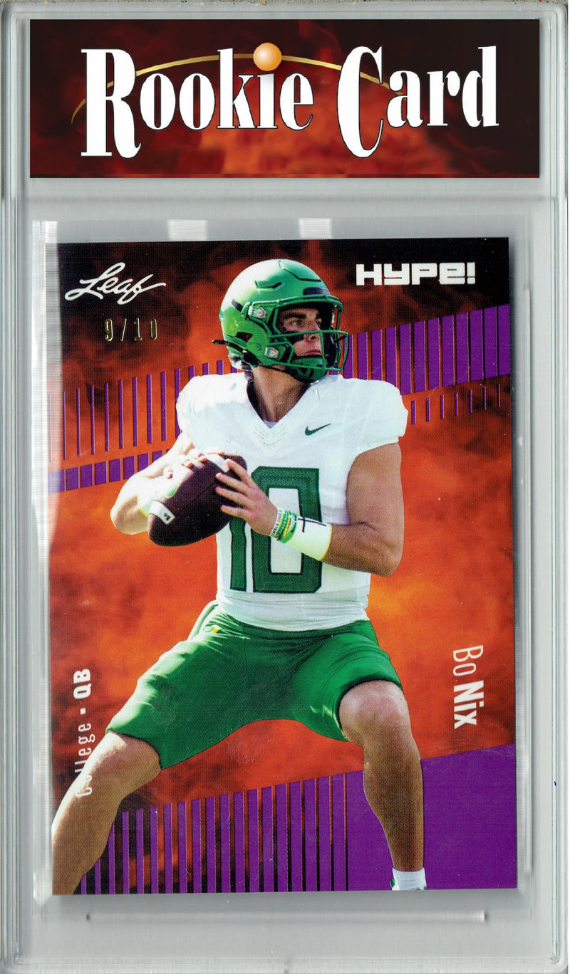 Bo Nix Rookie Card Denver Football Trading Card 2023 Leaf HYPE! #103 Purple SP Just 10 Made  Certified Mint+