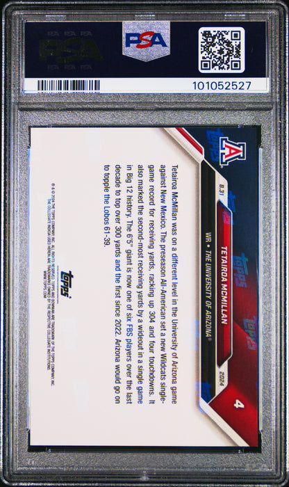 PSA 10 Tetairoa McMillan 2024 Bowman University Now #4 Purple #19/25 Rookie Card