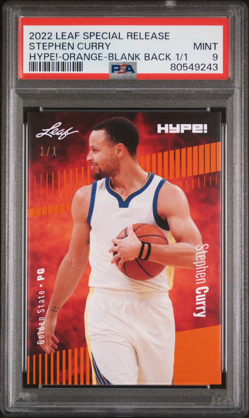 Stephen Curry PSA 9 2022 Leaf Hype! #92 Orange Blank Back 1/1 Rare Trading Card Golden State Warriors