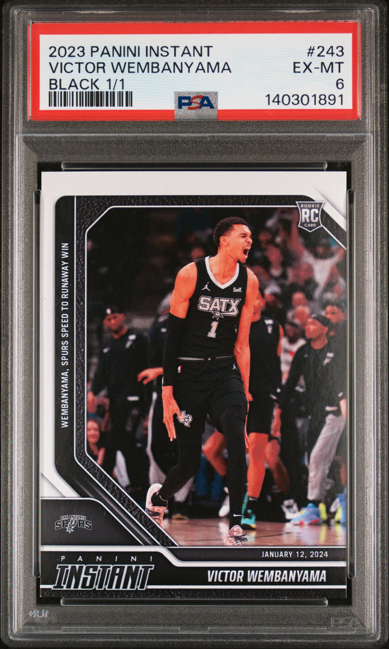 PSA 6 Victor Wembanyama 2023 Panini Instant #243 Black 1 of 1 Rookie Card