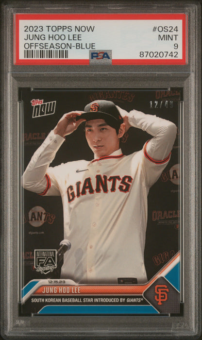 PSA 9 Jung Hoo Lee 2023 Topps Now #OS24 Blue SP #12 of 49 Rookie Card