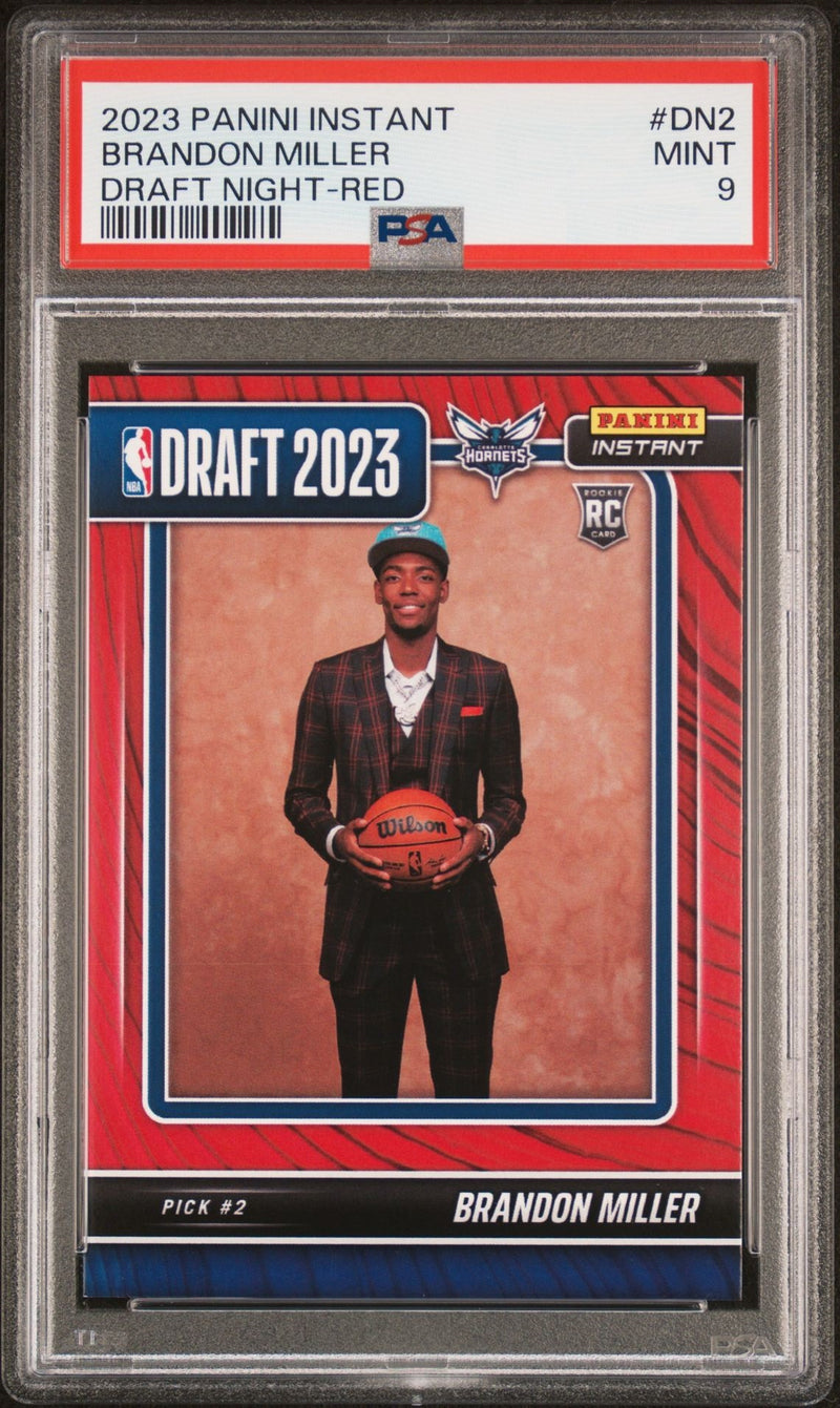 PSA 9 Brandon Miller 2023 Panini Instant #DN2 Draft Night Red 25 Made Rookie Card Charlotte Hornets