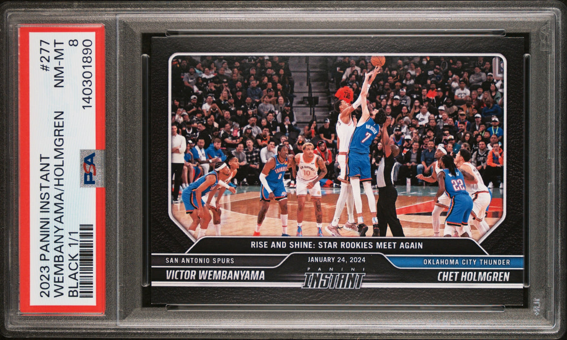 PSA 8 Victor Wembanyama 2023 Panini Instant #277 Black 1 of 1 Rookie Card