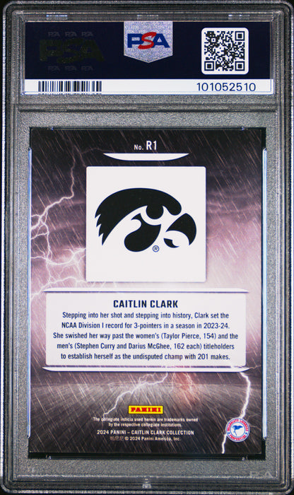 PSA 8 Caitlin Clark 2024 Panini #R1 Vortex 379/399 Rookie Card