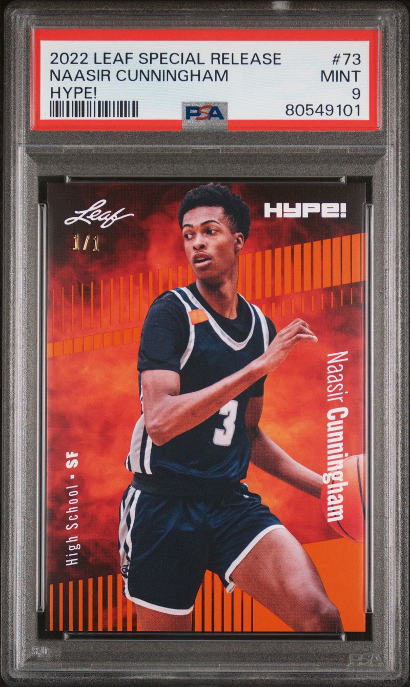 PSA 9 Naasir Cunningham 2022 Leaf Hype! #73 Orange Masterpiece 1/1 Rookie Card