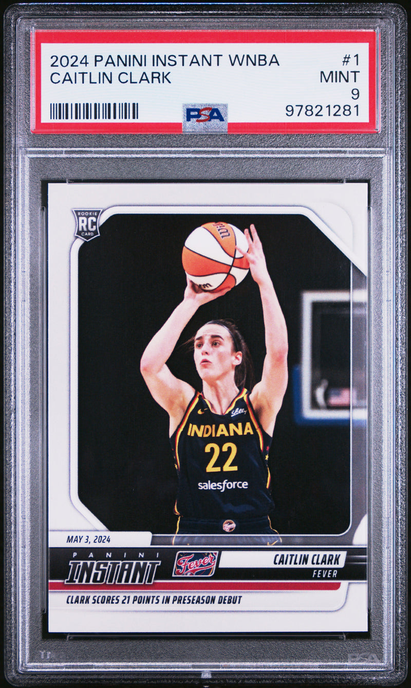 PSA 9 Caitlin Clark 2024 Panini Instant #1 Pre-Season Debut Rookie Card Indiana Fever