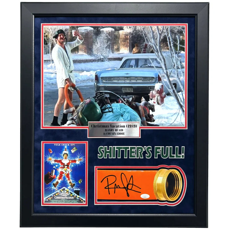 Randy Quaid Signed Christmas Vacation "Shitters Full" Hose Framed JSA COA Photo Autographed Movie
