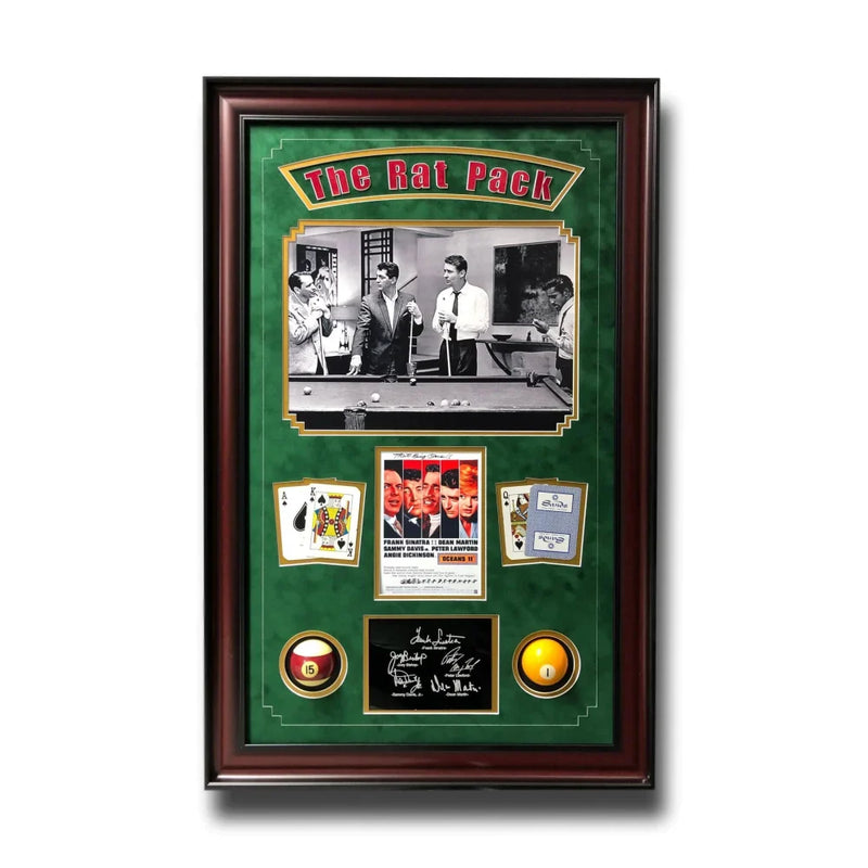 Rat Pack "Oceans 11" Billards Pool Collage W/ Facsimile Autographs Photo Room